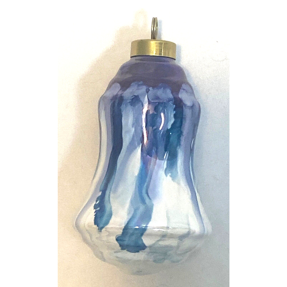 Vintage Susie Groover Hand Painted Porcelain Ornament Blue 3.5"